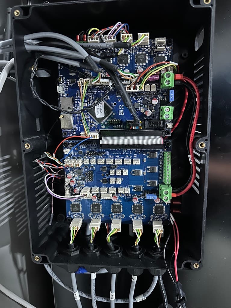 Custom greenhouse automation controller inside an enclosure